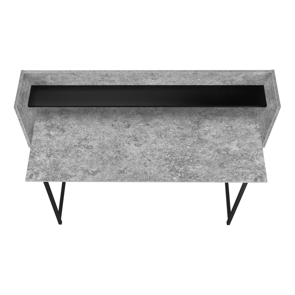 COMPUTER DESK - 48""L / GREY STONE-LOOK / BLACK METAL