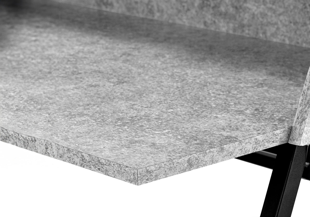COMPUTER DESK - 48""L / GREY STONE-LOOK / BLACK METAL
