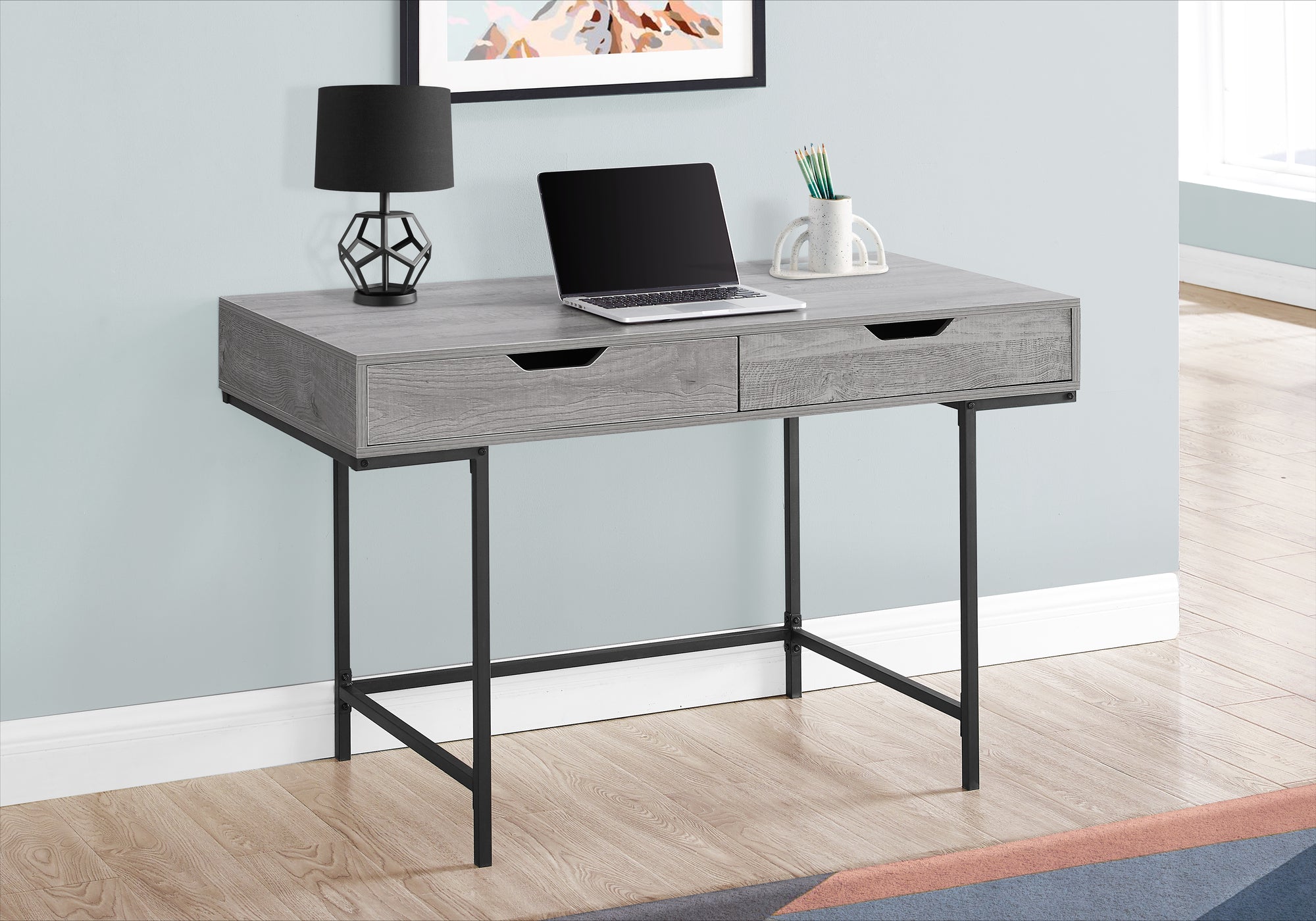 COMPUTER DESK - 48""L / GREY / BLACK METAL