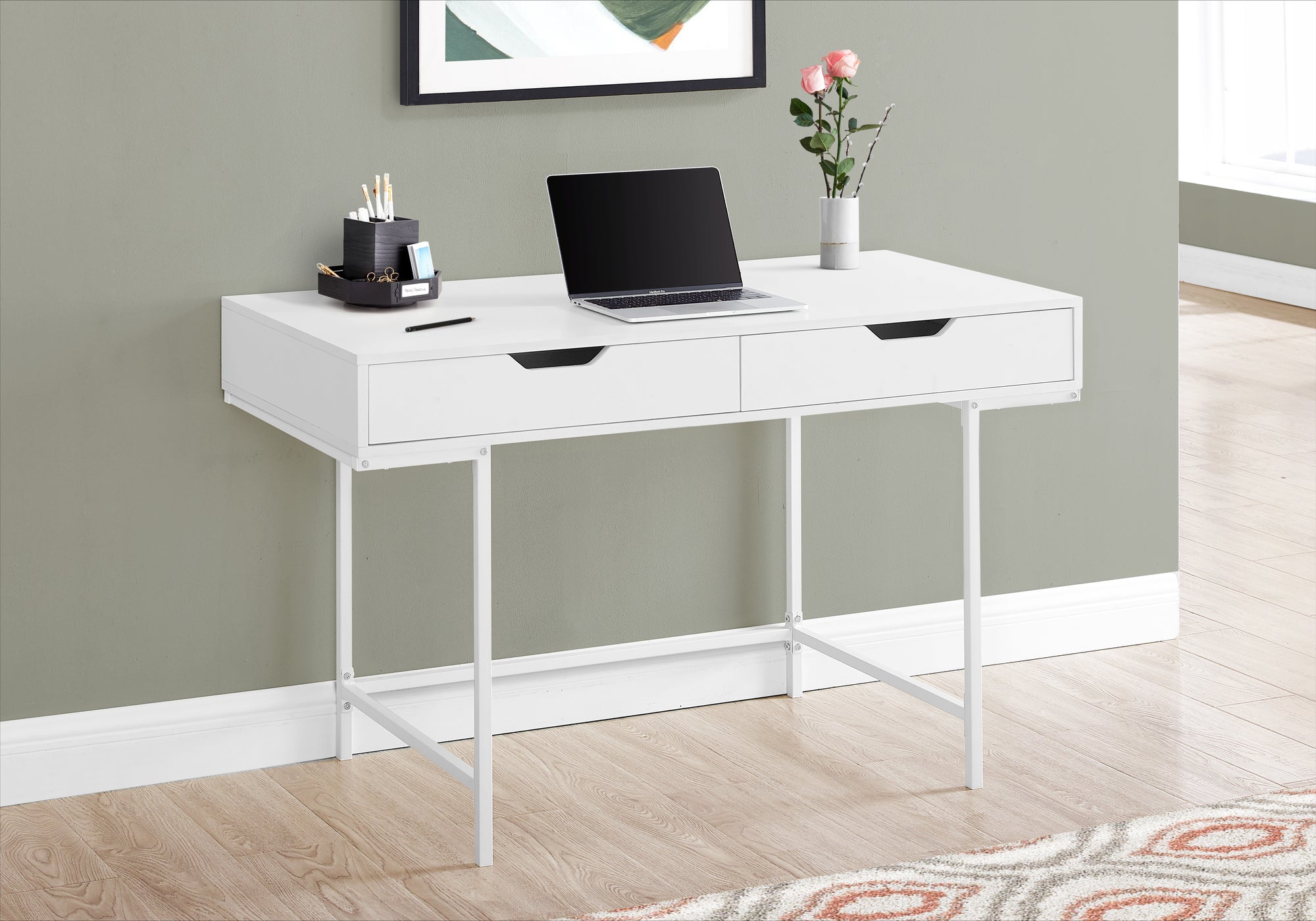 COMPUTER DESK - 48""L / WHITE / WHITE METAL