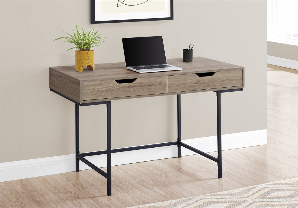 COMPUTER DESK - 48""L / DARK TAUPE / BLACK METAL