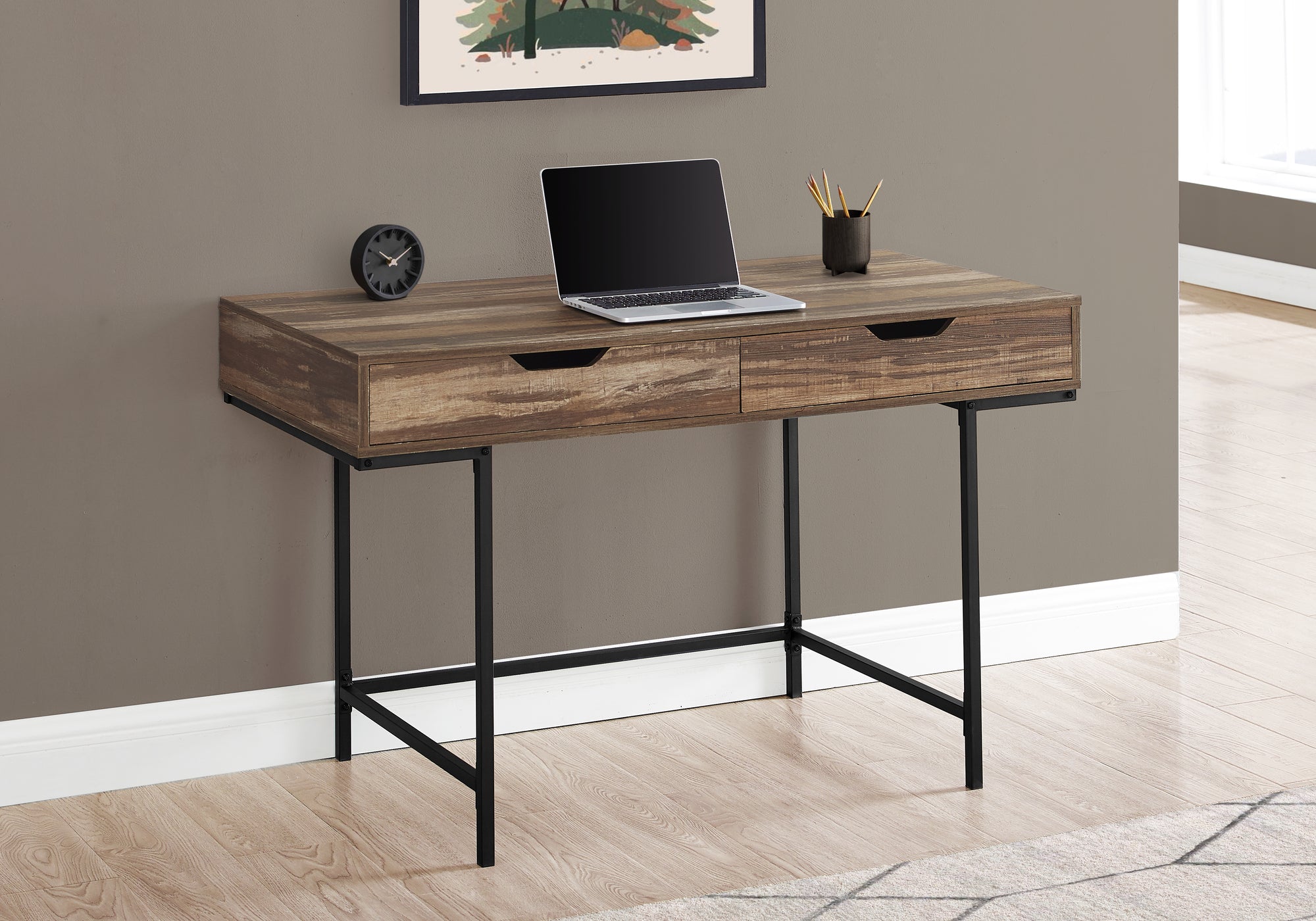 COMPUTER DESK - 48""L / BROWN RECLAIMED WOOD / BLACK METAL