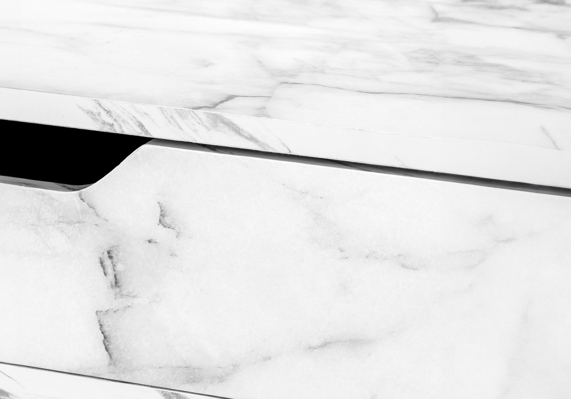 COMPUTER DESK - 48""L / WHITE MARBLE-LOOK / BLACK METAL