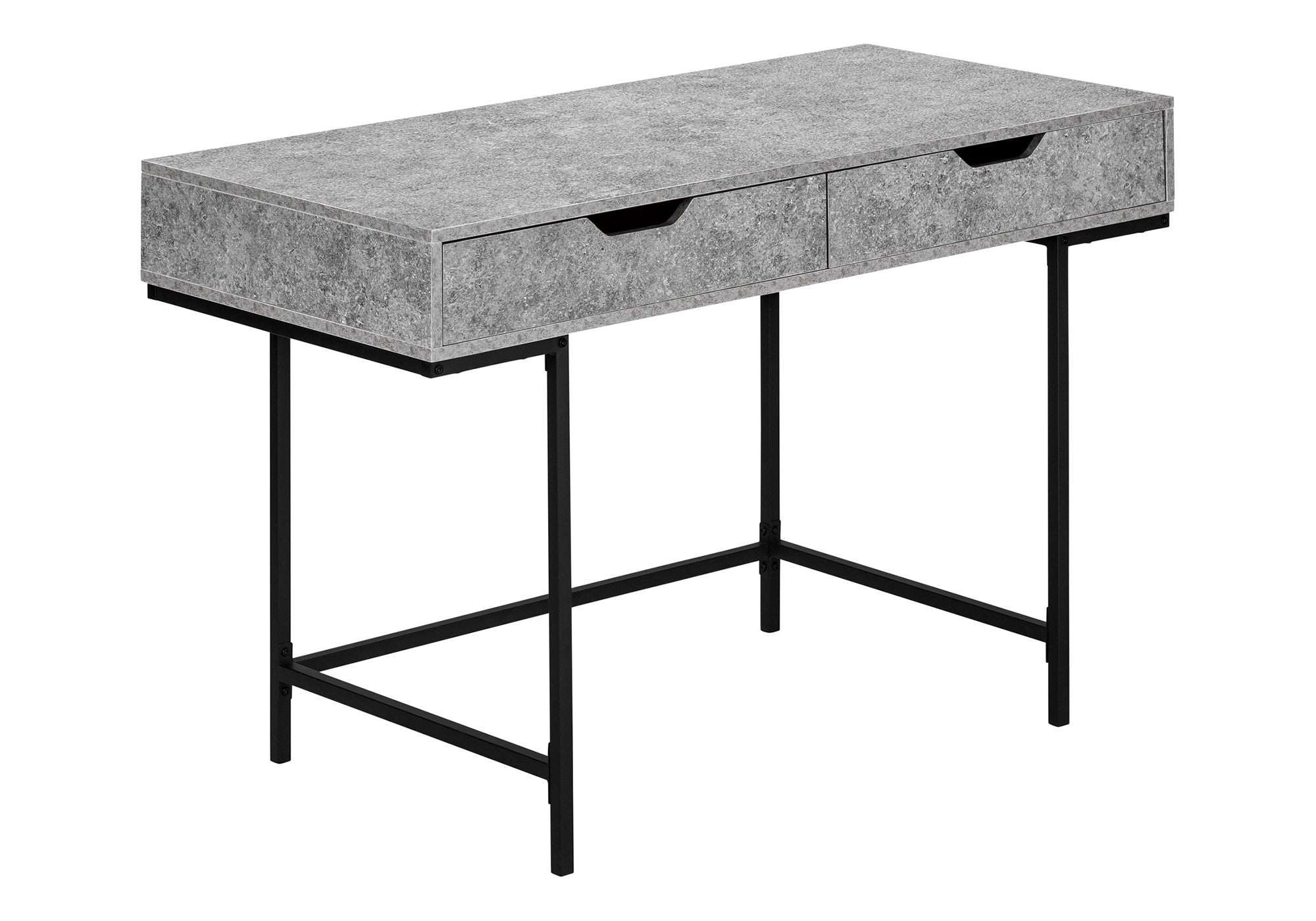 COMPUTER DESK - 48""L / GREY STONE-LOOK / BLACK METAL