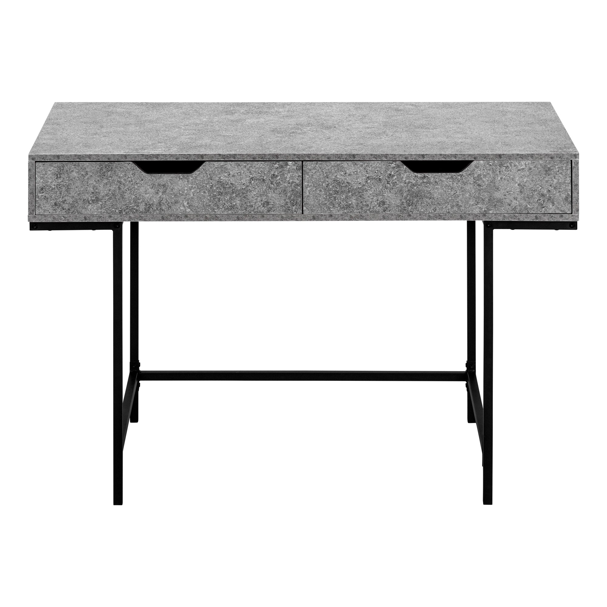 COMPUTER DESK - 48""L / GREY STONE-LOOK / BLACK METAL
