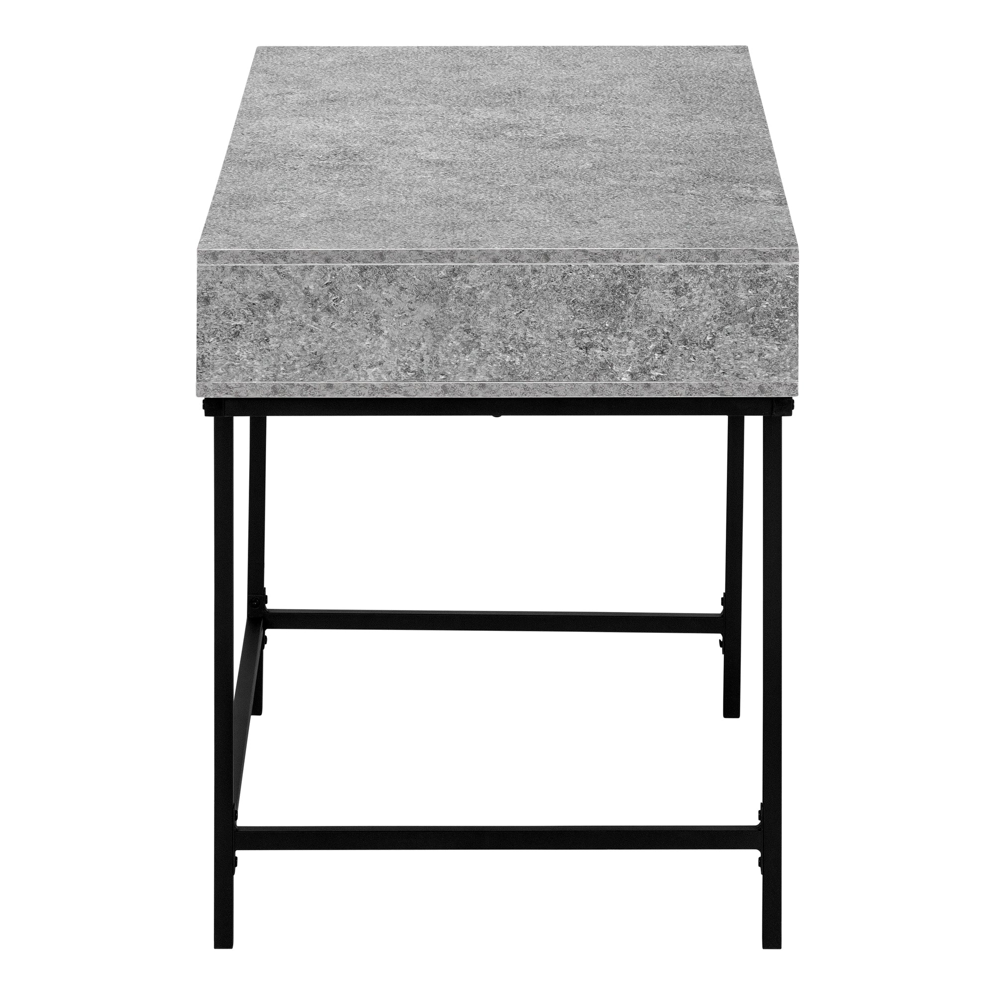 COMPUTER DESK - 48""L / GREY STONE-LOOK / BLACK METAL