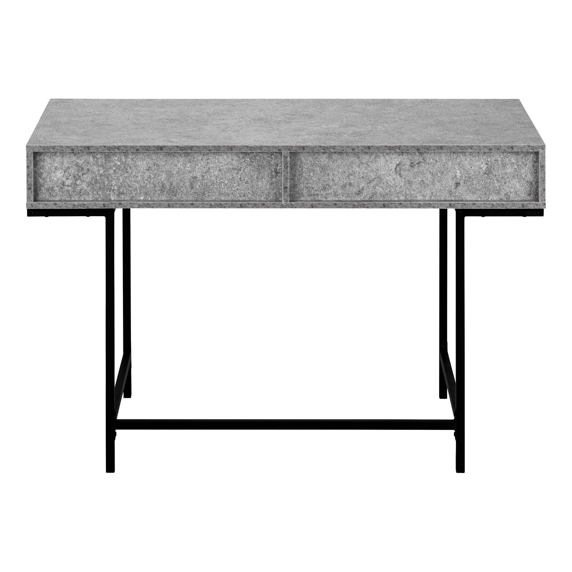 COMPUTER DESK - 48""L / GREY STONE-LOOK / BLACK METAL