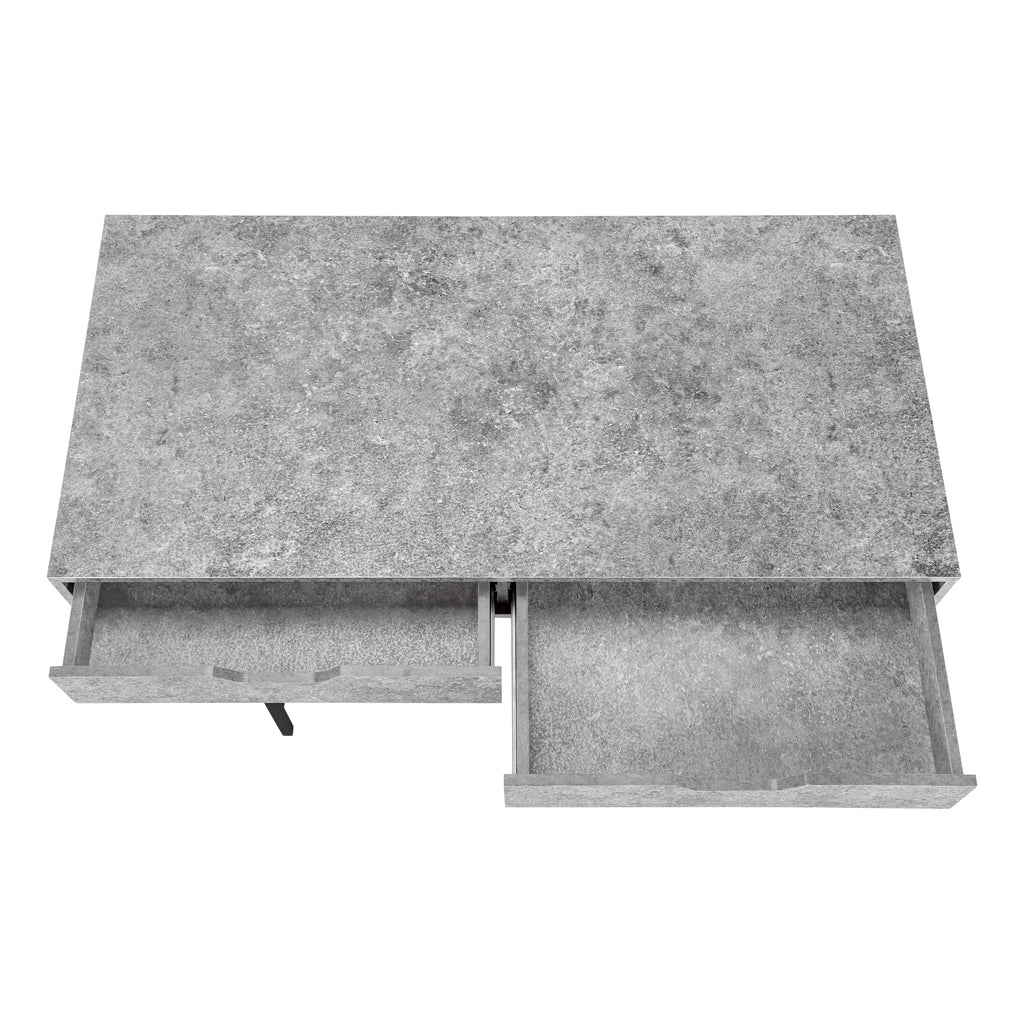 COMPUTER DESK - 48""L / GREY STONE-LOOK / BLACK METAL
