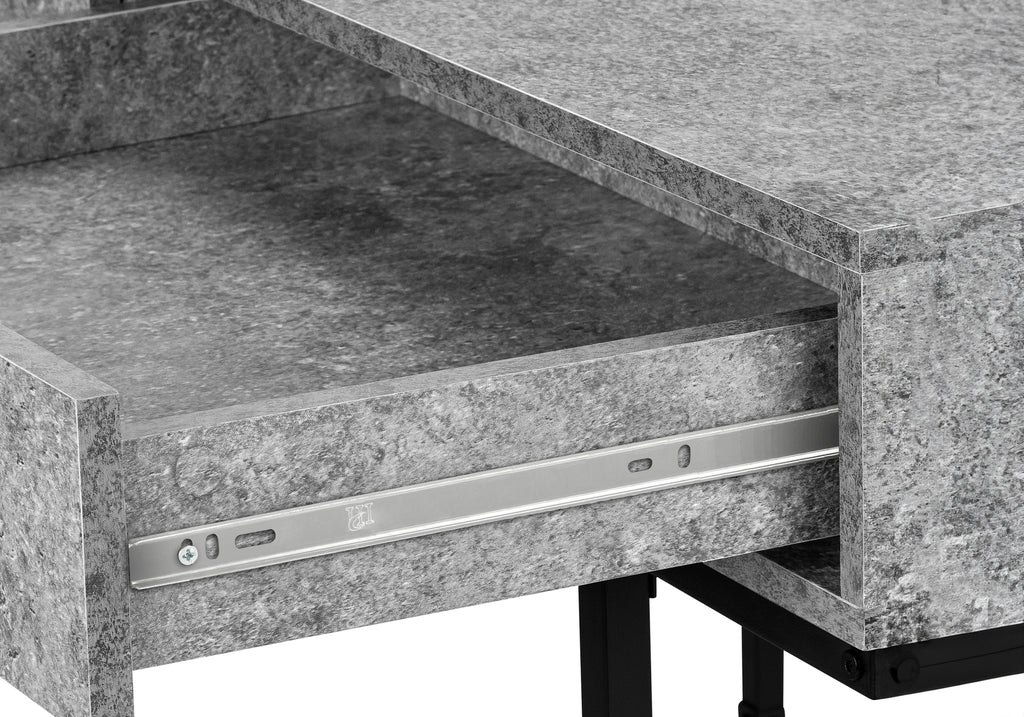 COMPUTER DESK - 48""L / GREY STONE-LOOK / BLACK METAL