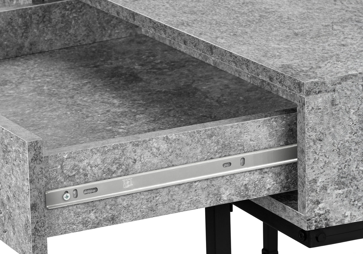 COMPUTER DESK - 48""L / GREY STONE-LOOK / BLACK METAL