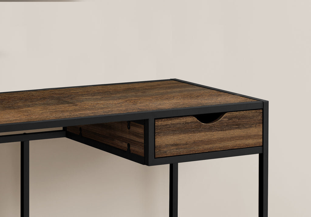 COMPUTER DESK - 42""L / BROWN RECLAIMED / BLACK METAL