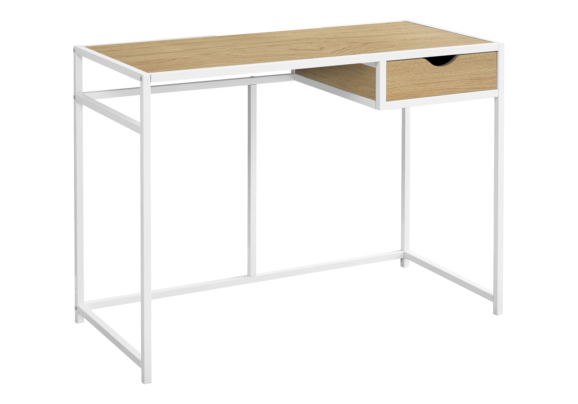 COMPUTER DESK - 42""L / NATURAL / WHITE METAL