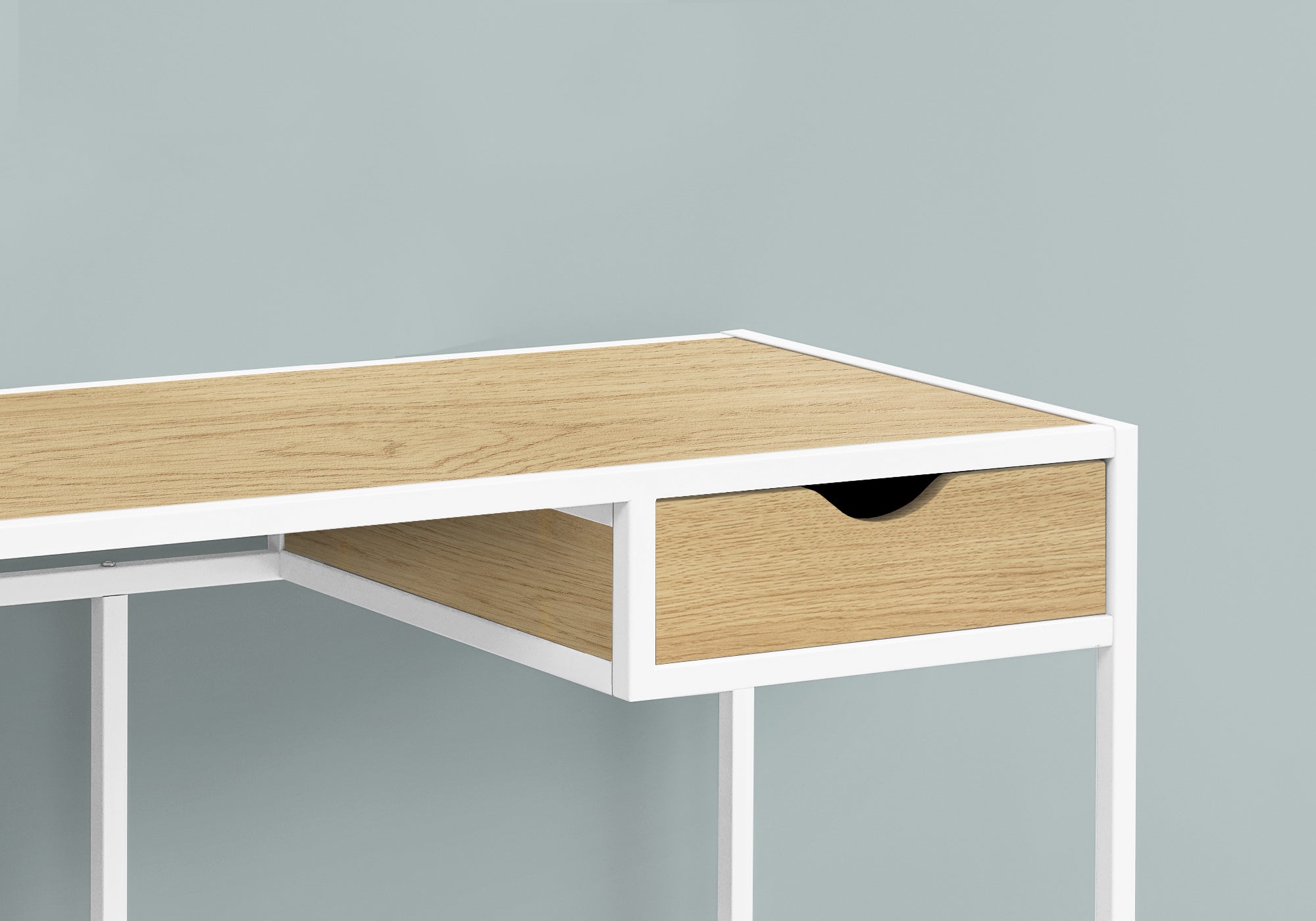 COMPUTER DESK - 42""L / NATURAL / WHITE METAL