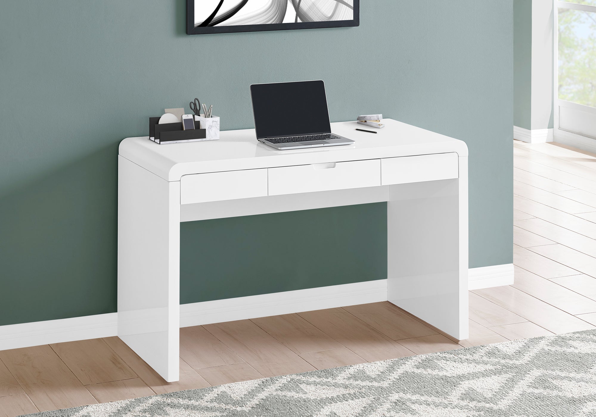 COMPUTER DESK - 48""L / HIGH GLOSSY WHITE / STORAGE DRAWER