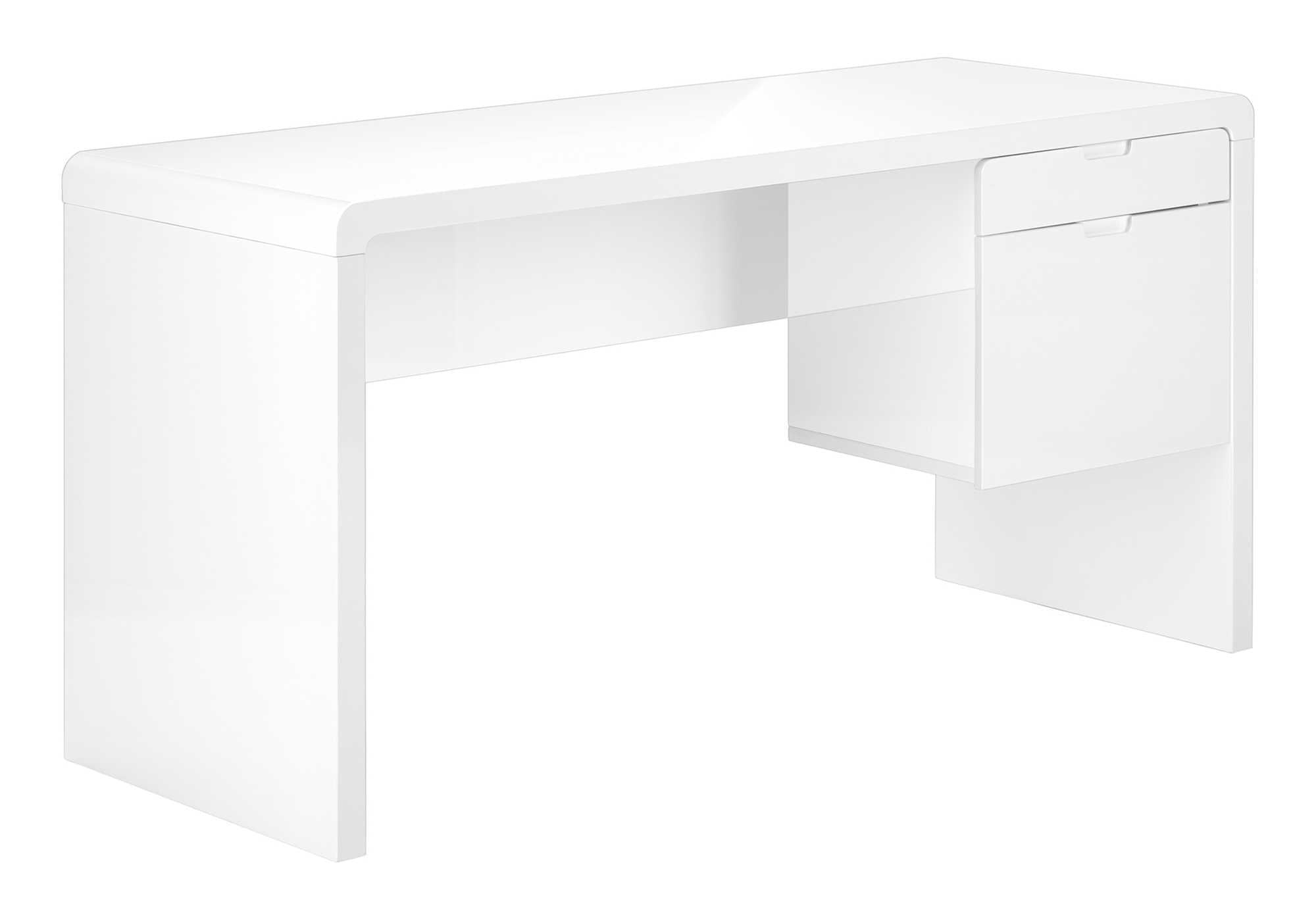 COMPUTER DESK - 60""L / HIGH GLOSSY WHITE L/R FACE DRAWER
