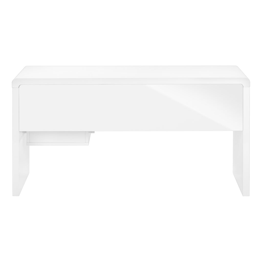 COMPUTER DESK - 60""L / HIGH GLOSSY WHITE L/R FACE DRAWER