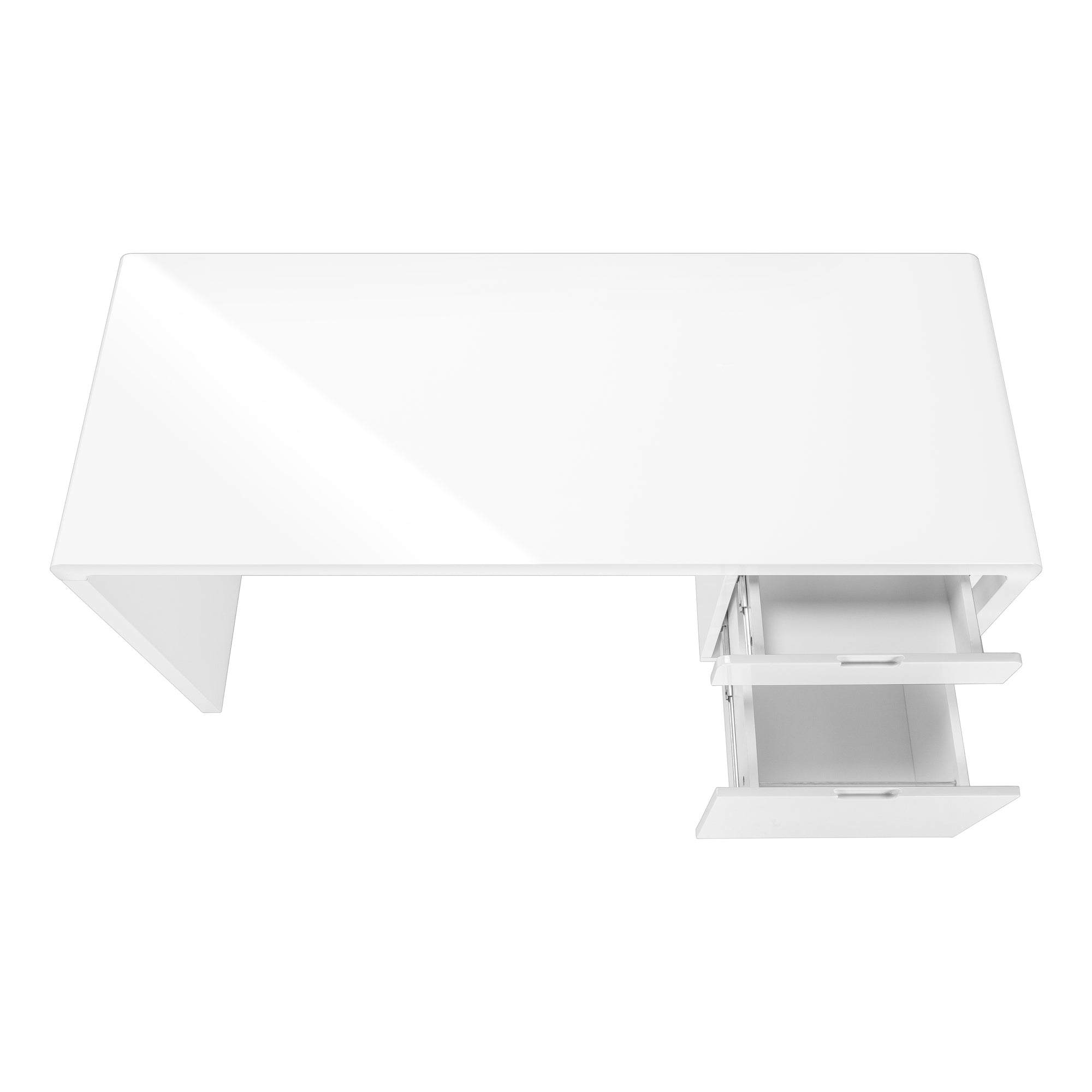 COMPUTER DESK - 60""L / HIGH GLOSSY WHITE L/R FACE DRAWER