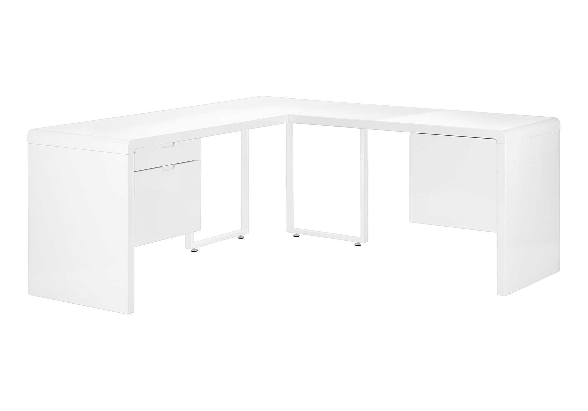 COMPUTER DESK - 72""L / HIGH GLOSSY WHITE LEFT/ RIGHT FACE