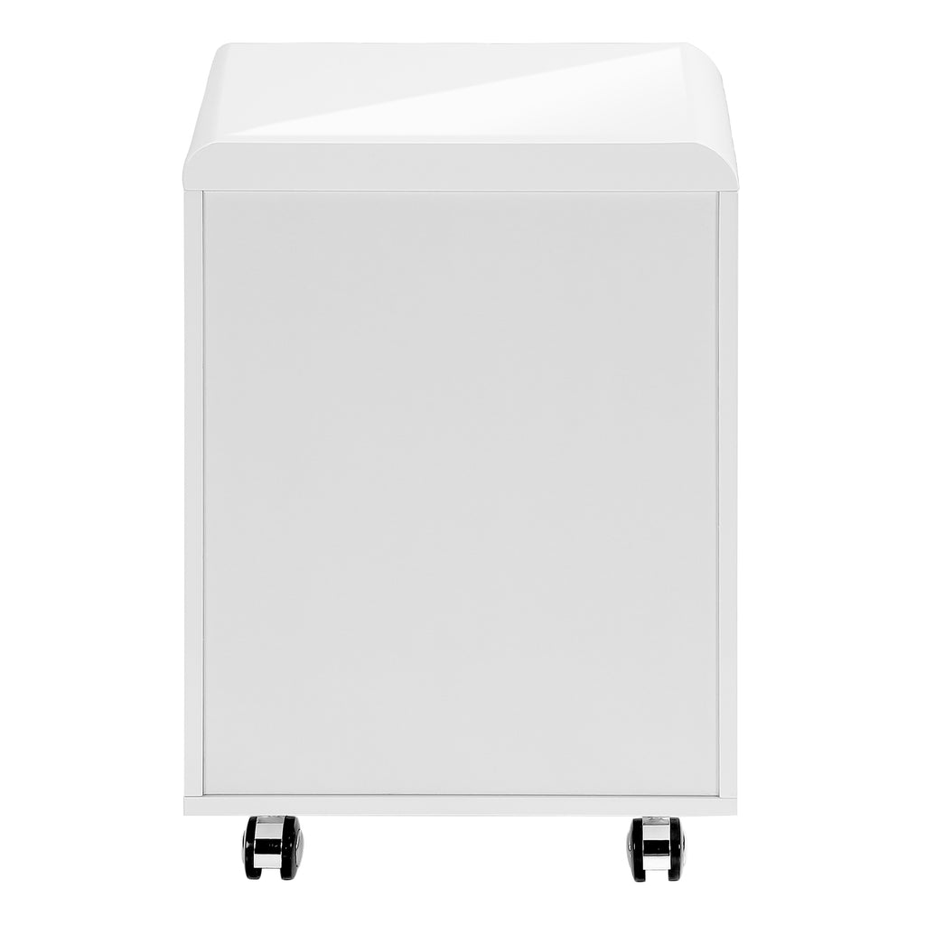 FILING CABINET - 3 DRAWER / HIGH GLOSSY WHITE / CASTORS
