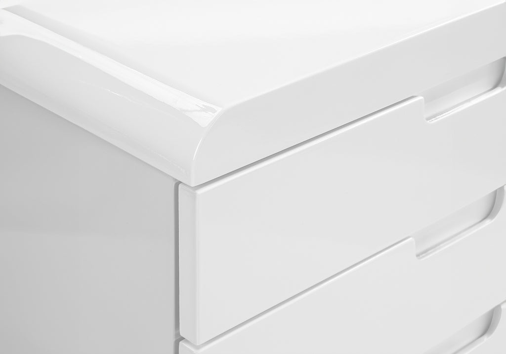 FILING CABINET - 3 DRAWER / HIGH GLOSSY WHITE / CASTORS