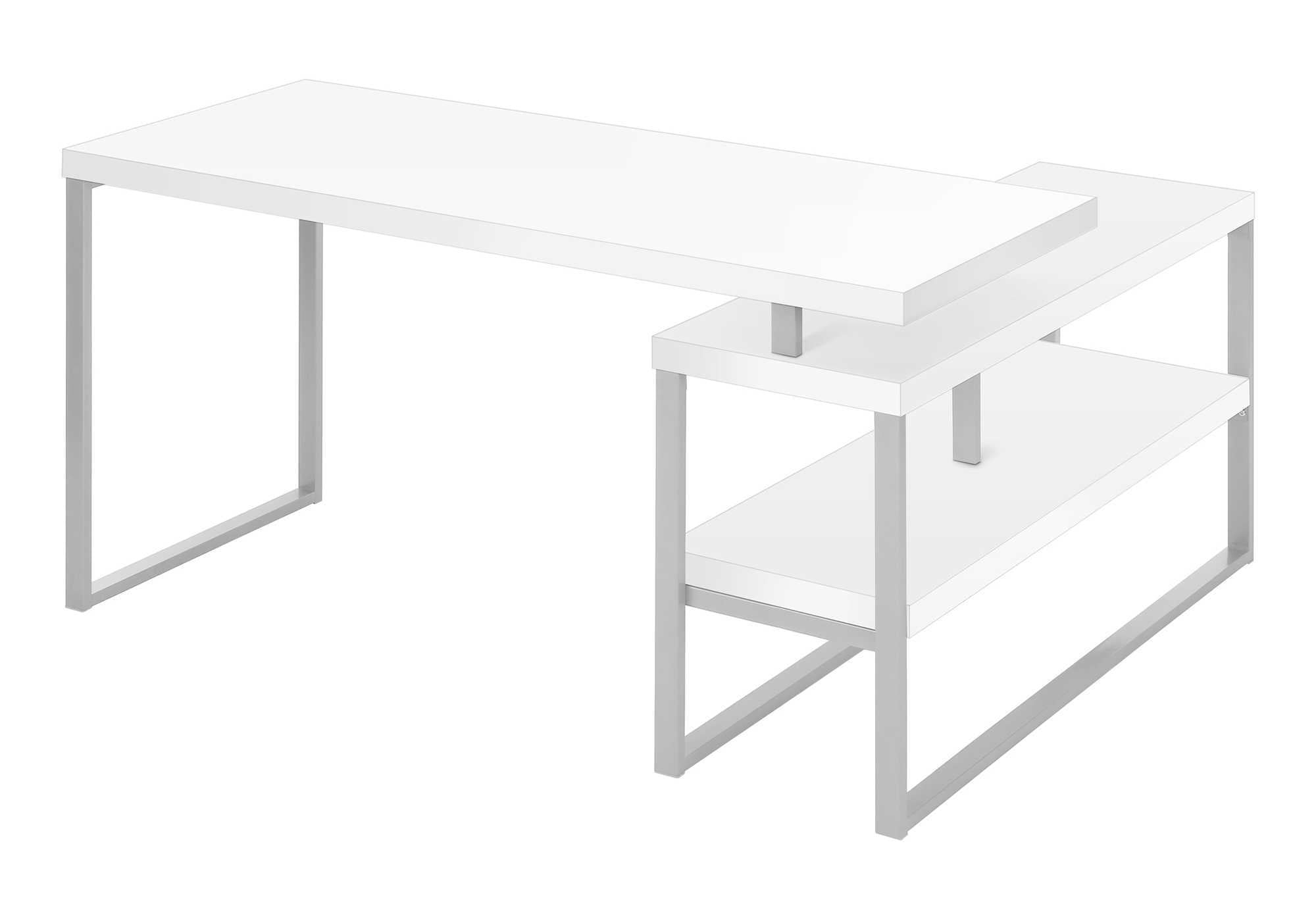 COMPUTER DESK - 60""L / WHITE / SILVER METAL L/R CORNER