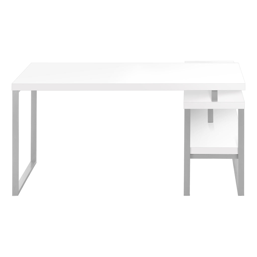 COMPUTER DESK - 60""L / WHITE / SILVER METAL L/R CORNER