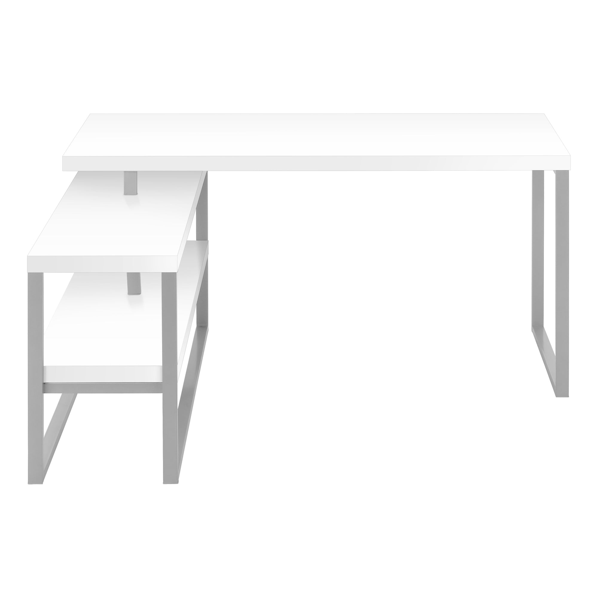 COMPUTER DESK - 60""L / WHITE / SILVER METAL L/R CORNER