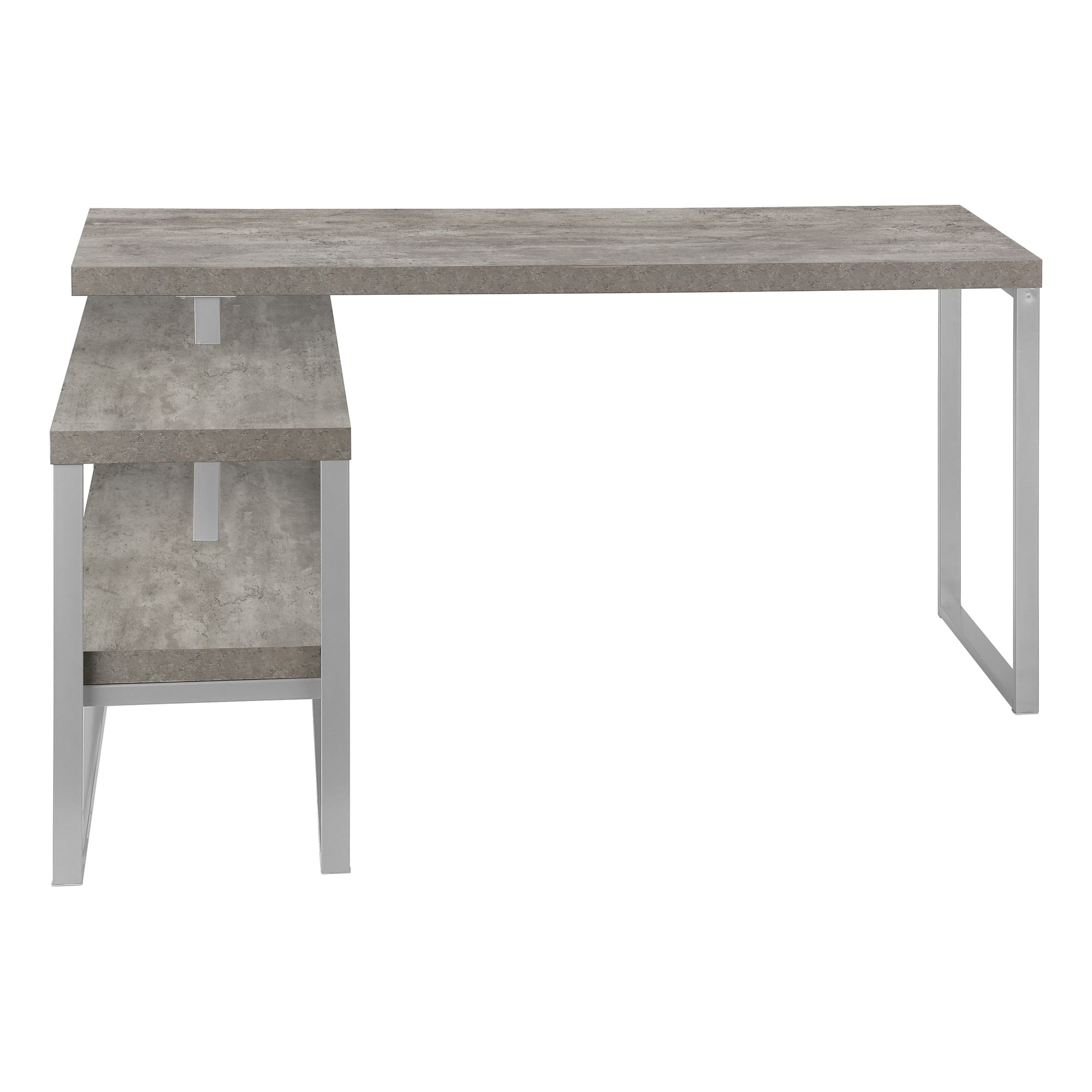COMPUTER DESK - 60""L / CONCRETE / SILVER METAL L/R CORNER
