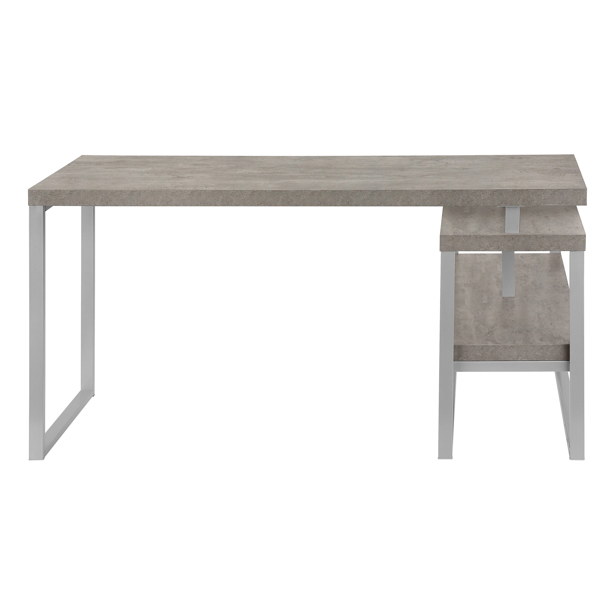 COMPUTER DESK - 60""L / CONCRETE / SILVER METAL L/R CORNER
