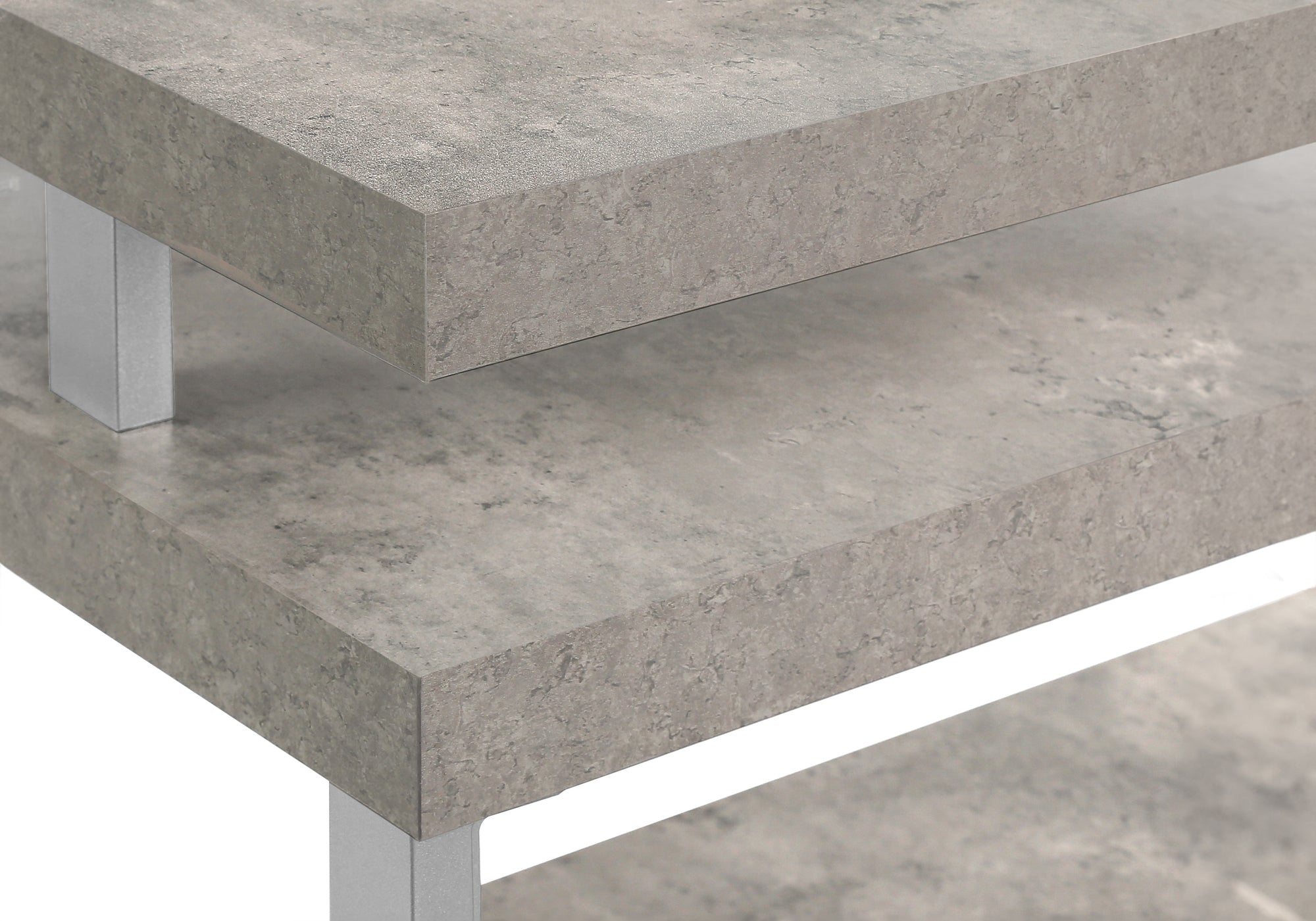 COMPUTER DESK - 60""L / CONCRETE / SILVER METAL L/R CORNER