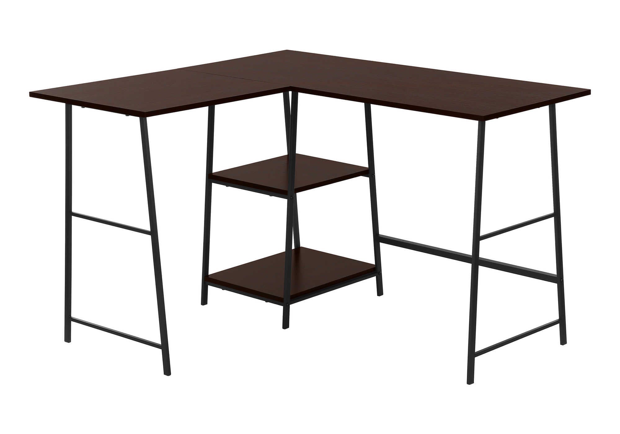 COMPUTER DESK - 48""L / ESPRESSO TOP / BLACK METAL CORNER