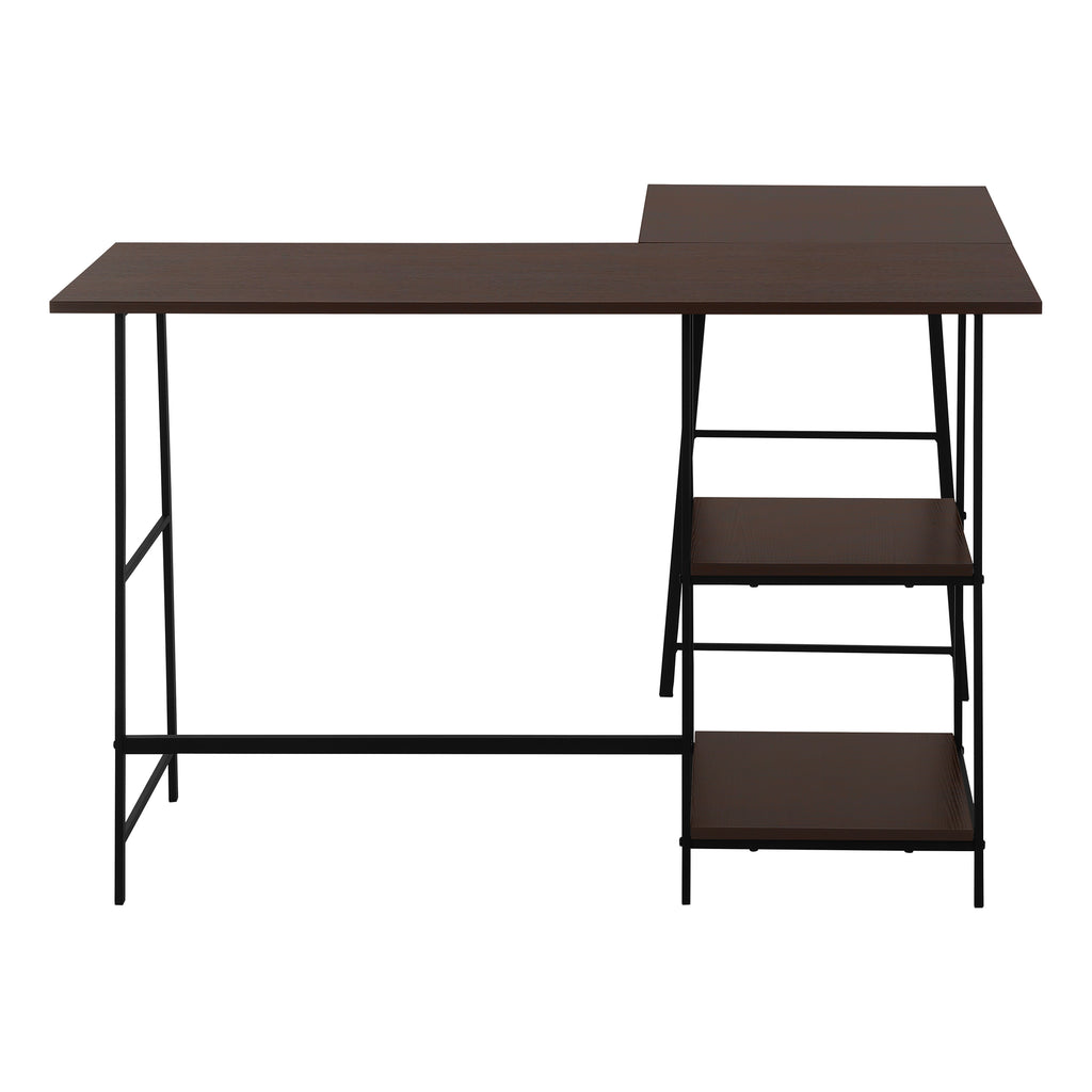 COMPUTER DESK - 48""L / ESPRESSO TOP / BLACK METAL CORNER