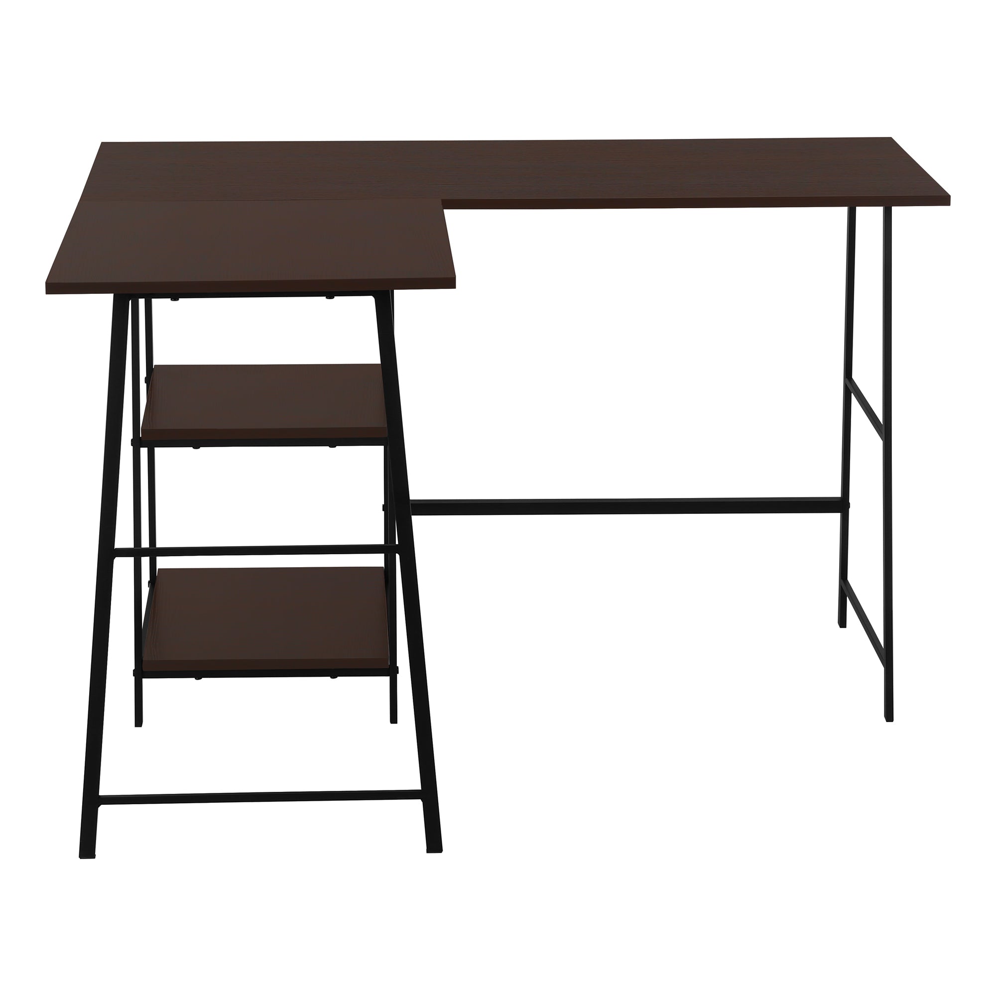 COMPUTER DESK - 48""L / ESPRESSO TOP / BLACK METAL CORNER