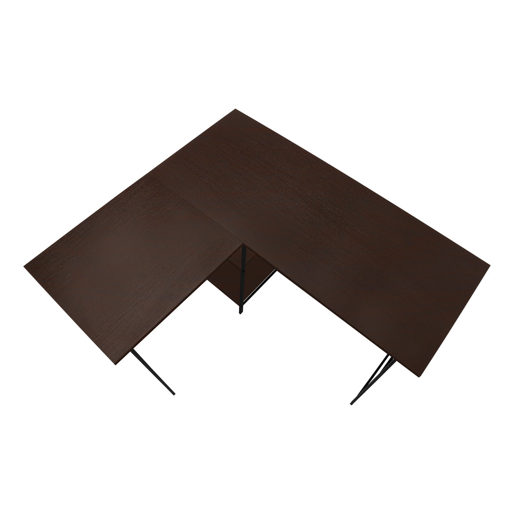 COMPUTER DESK - 48""L / ESPRESSO TOP / BLACK METAL CORNER