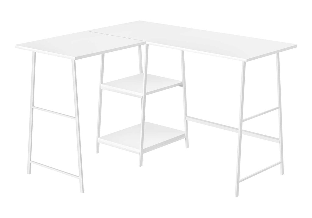 COMPUTER DESK - 48""L / WHITE TOP / WHITE METAL CORNER