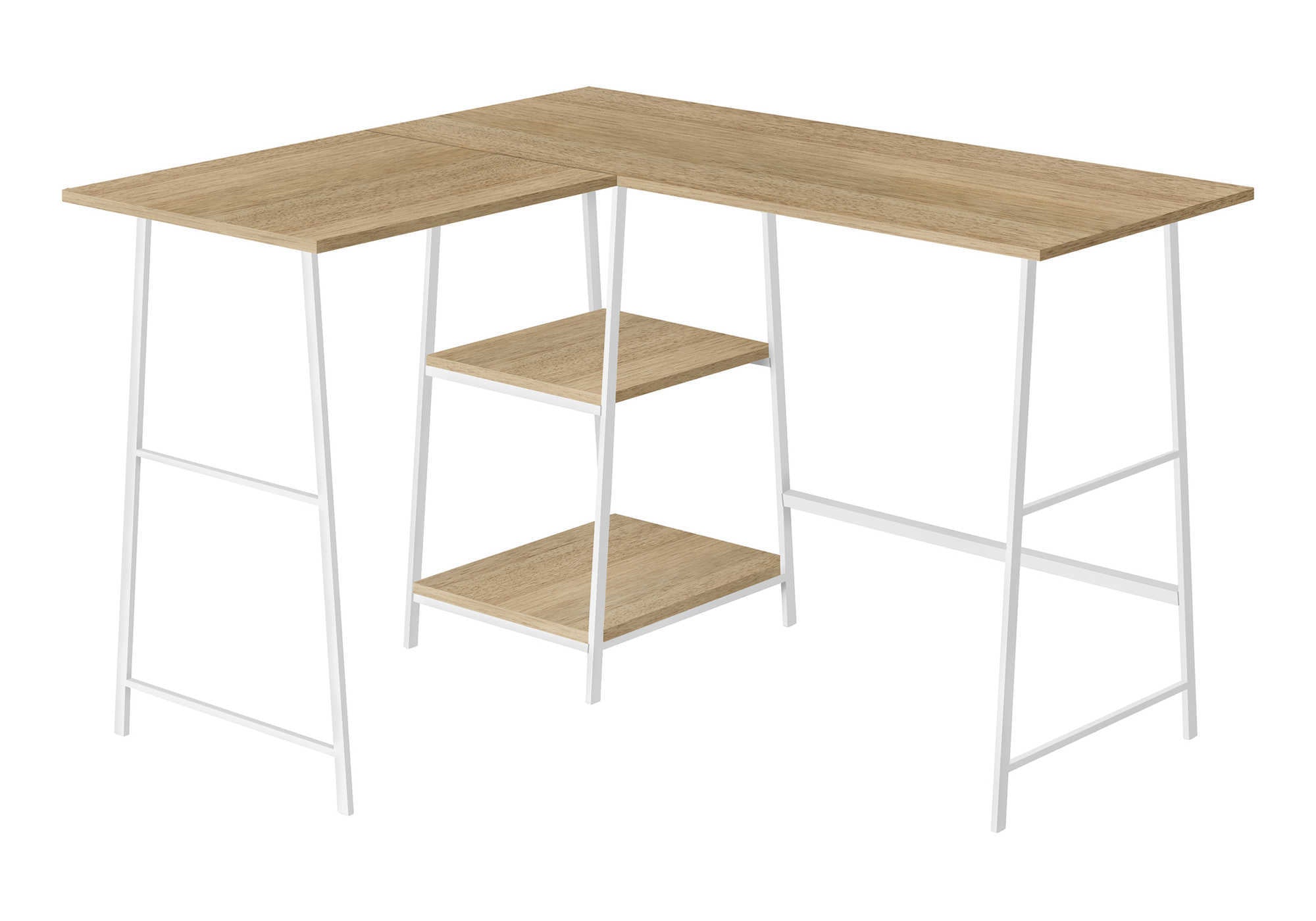 COMPUTER DESK - 48""L / NATURAL TOP / WHITE METAL CORNER