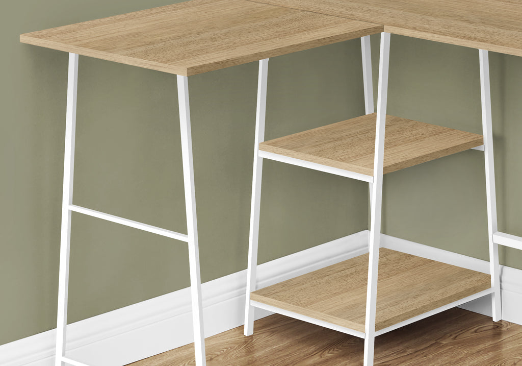 COMPUTER DESK - 48""L / NATURAL TOP / WHITE METAL CORNER