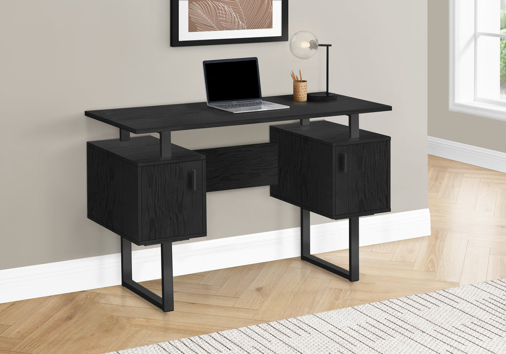 COMPUTER DESK - 48""L / BLACK OAK / BLACK METAL