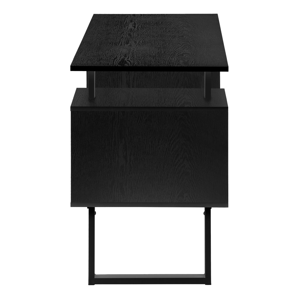 COMPUTER DESK - 48""L / BLACK OAK / BLACK METAL