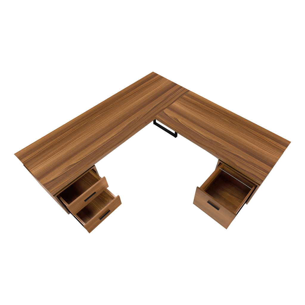 COMPUTER DESK - 70""L / WALNUT / BLACK METAL / L/R FACE