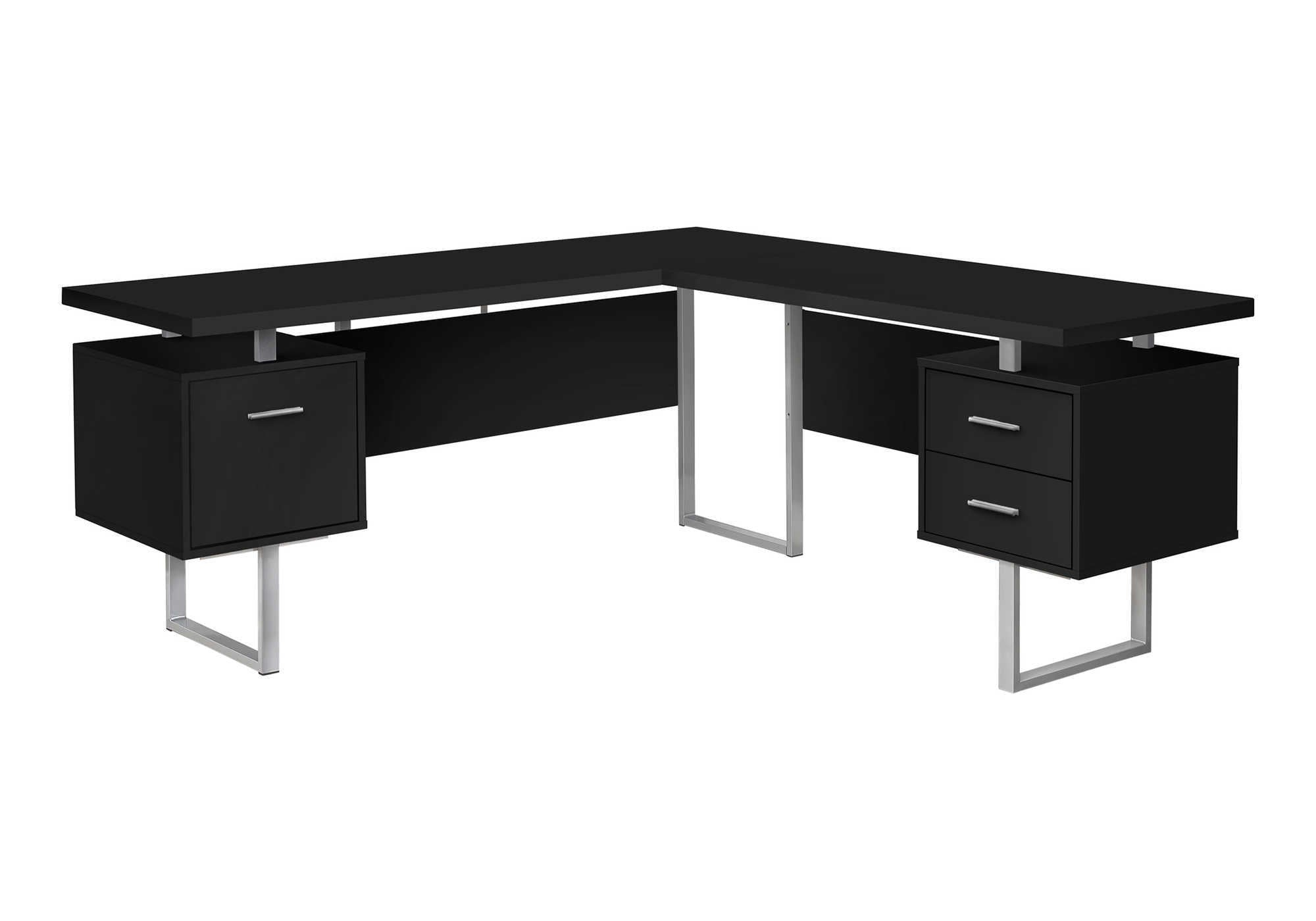 COMPUTER DESK - 70""L / BLACK / SILVER METAL / L/R FACE