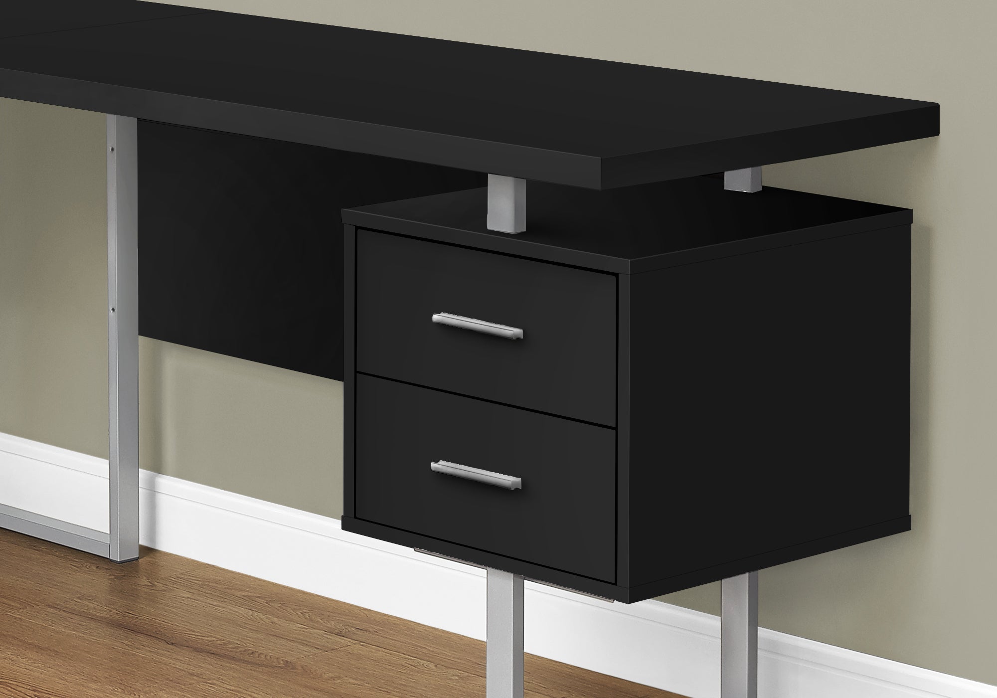 COMPUTER DESK - 70""L / BLACK / SILVER METAL / L/R FACE