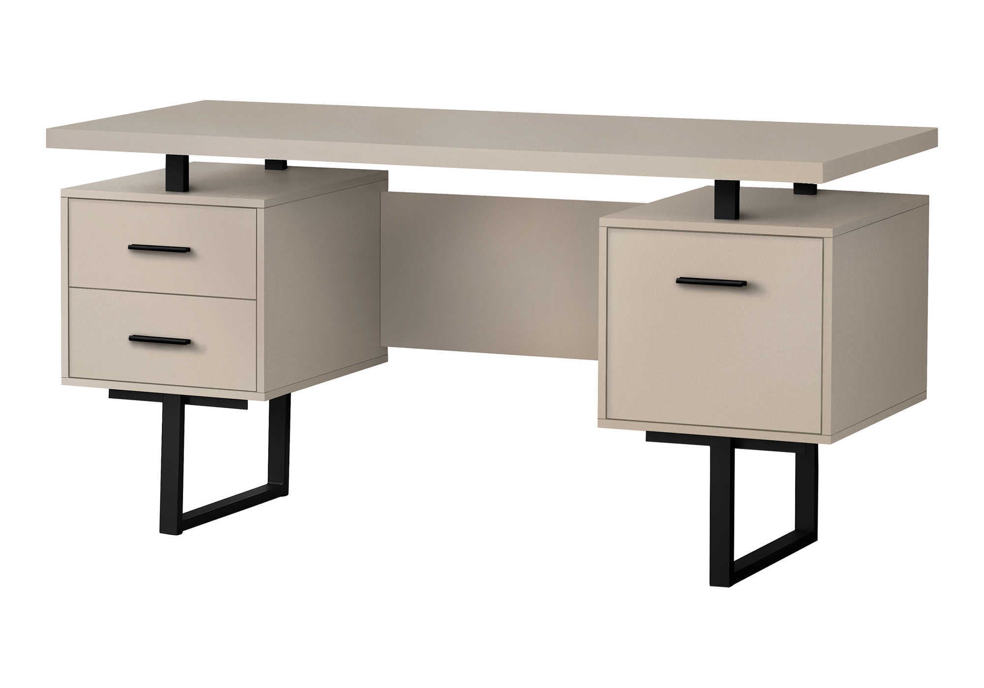 COMPUTER DESK - 60""L / MODERN TAUPE / BLACK METAL