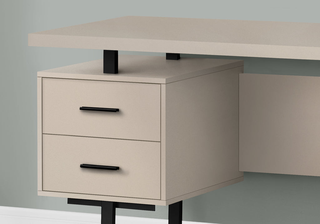 COMPUTER DESK - 60""L / MODERN TAUPE / BLACK METAL