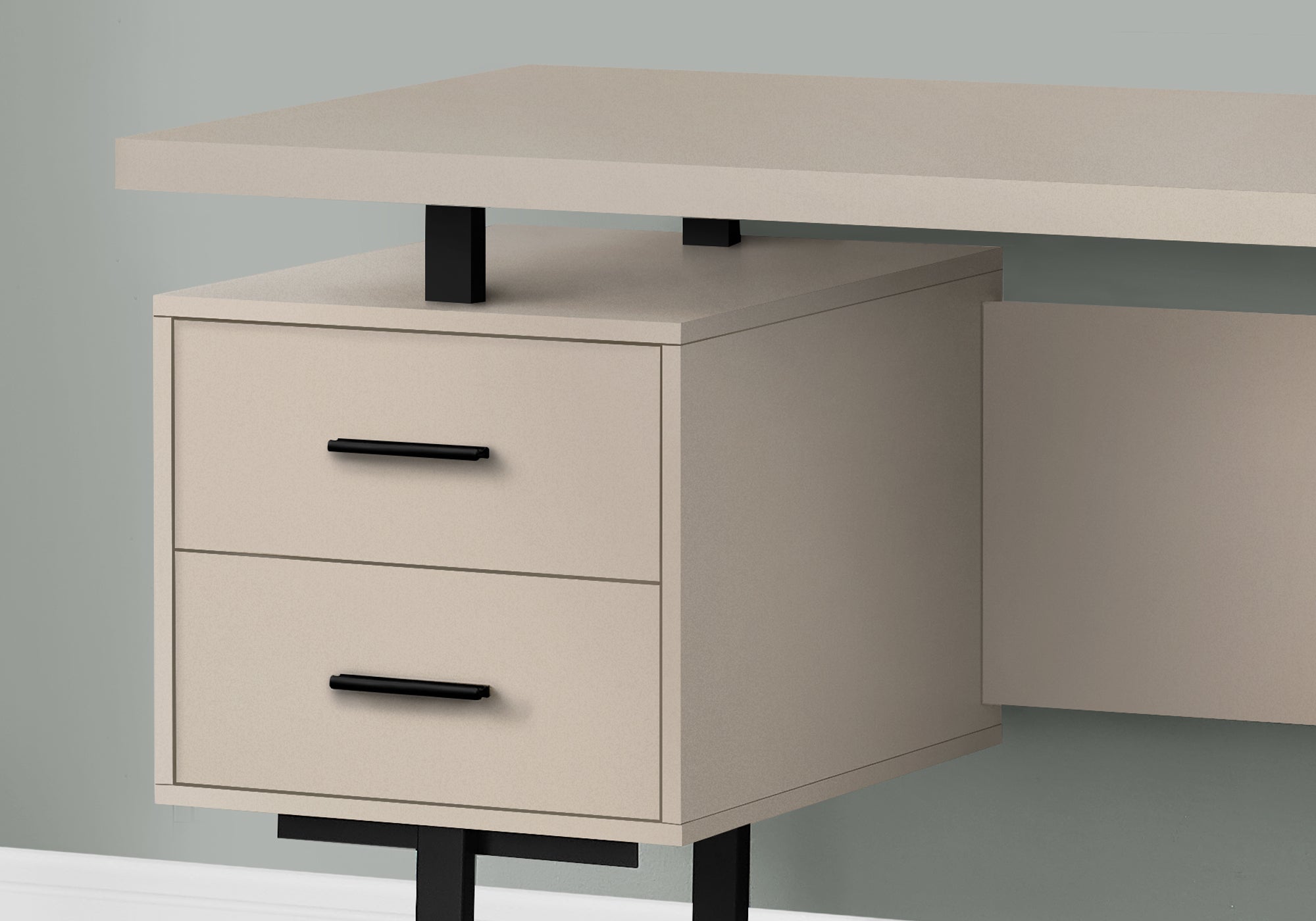 COMPUTER DESK - 60""L / MODERN TAUPE / BLACK METAL