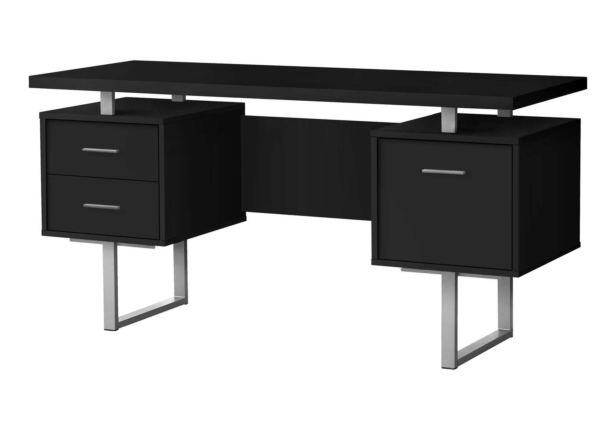 COMPUTER DESK - 60""L / BLACK / SILVER METAL