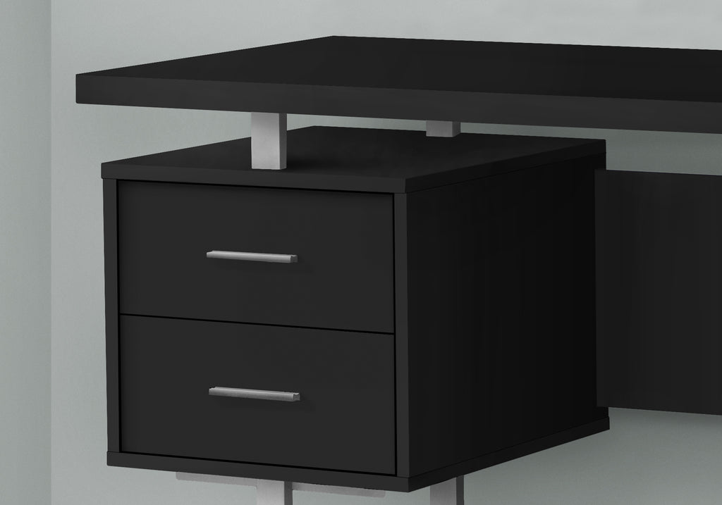 COMPUTER DESK - 60""L / BLACK / SILVER METAL