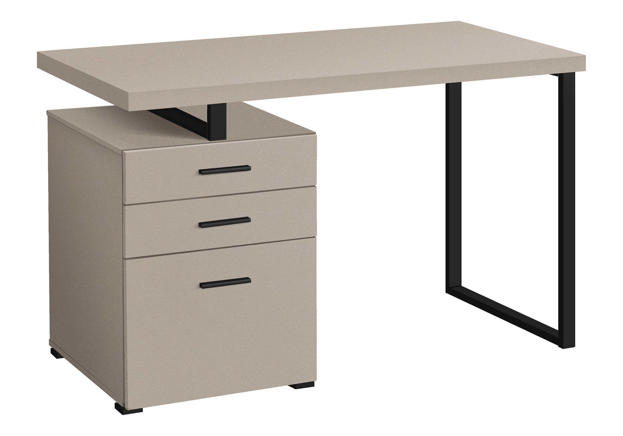 COMPUTER DESK - 48""L / MODERN TAUPE / BLACK METAL / L/R