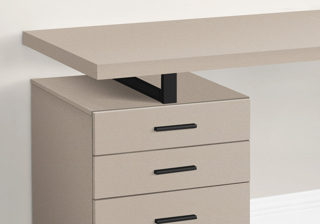COMPUTER DESK - 48""L / MODERN TAUPE / BLACK METAL / L/R