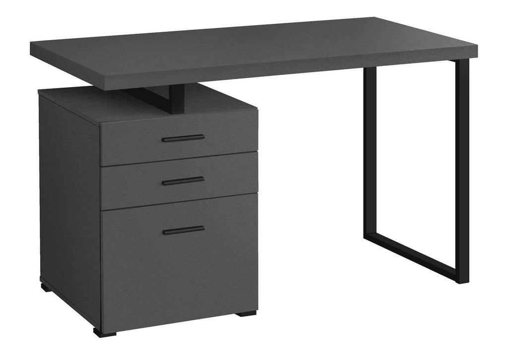 COMPUTER DESK - 48""L / MODERN GREY / BLACK METAL / L/R